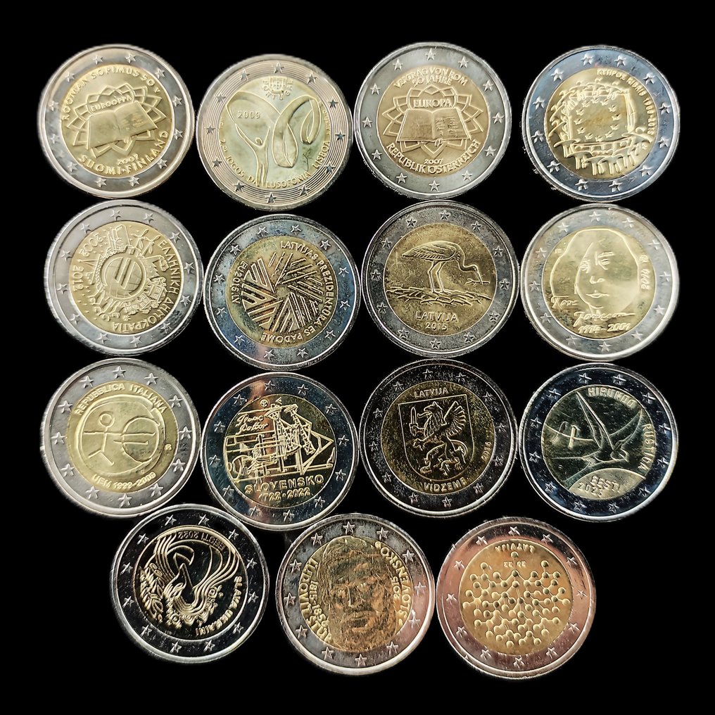 Europe. 2 Euro 2007/2023 (15 coins) (No reserve price) #1.0