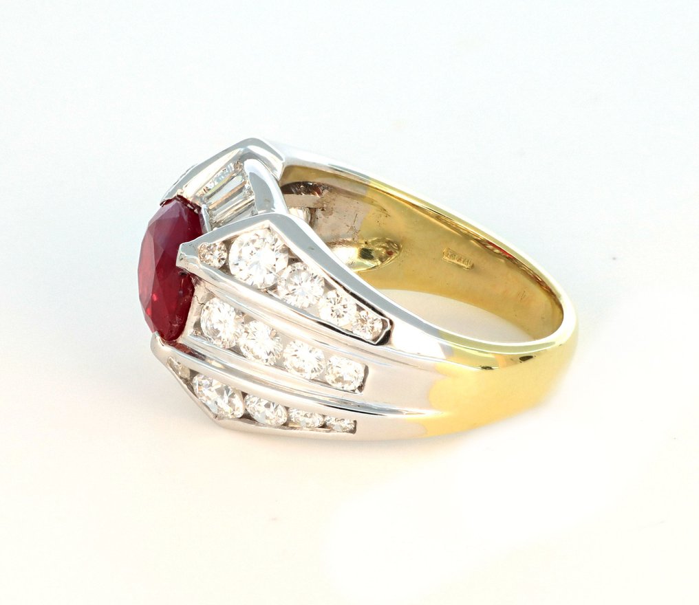 没有保留价 - 戒指 - 18K包金 白金, 黄金 - 2.98ct. tw. 红宝石 - 钻石 #3.2