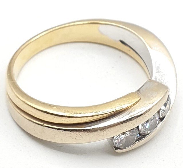 戒指 - 18K包金 黄金, 白金 - 0.21ct. tw. - 钻石 #4.3