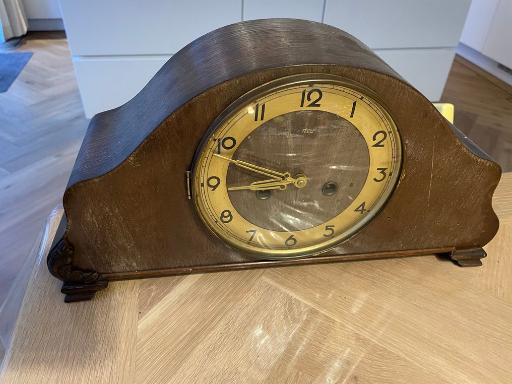 Horloge de table - Bois, Laiton - 1950-1960 - Charmante Schouwklok #1.0