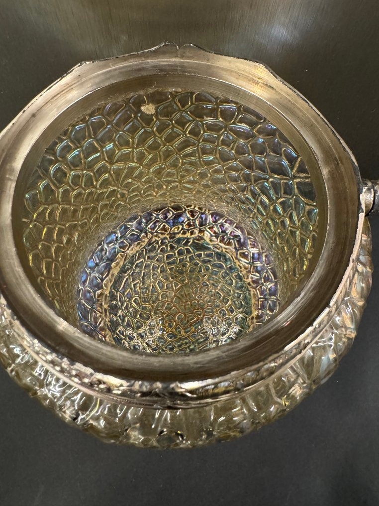Cookie jar - Glass, Silverplated, Metal - Art Nouveau biscuit jar #3.2