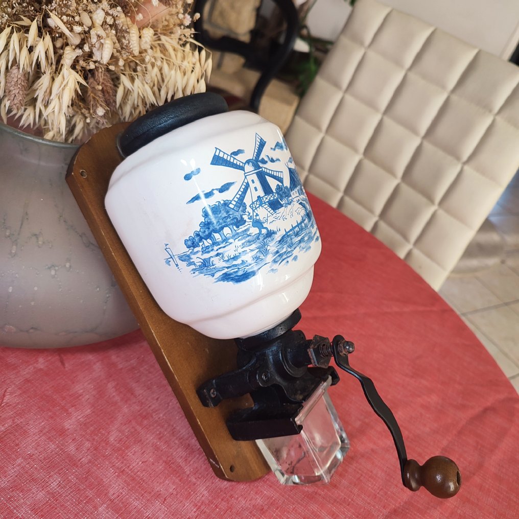 咖啡研磨机 -  彩瓷装饰 Delft / Moulin hollandais - 陶瓷，铸铁 - 壁挂式咖啡研磨机 #2.1