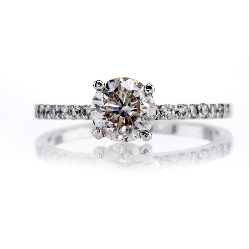 Nincs minimálár - Jegygyűrű - 14 kt. Fehér arany - 1.13ct. tw. Gyémánt (Természetes) - Gyémánt #1.0