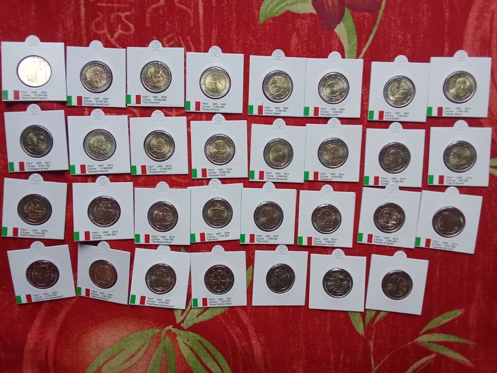 Olaszország. 2 Euro 2004/2022 (31 monnaies) (Nincs minimálár) #1.0