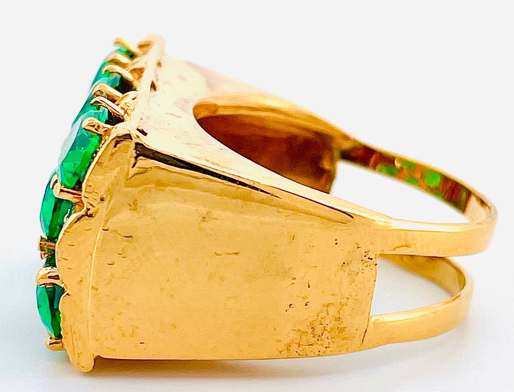 Senza prezzo di riserva - Anello - 9 kt Oro giallo, Argento Smeraldo #4.3