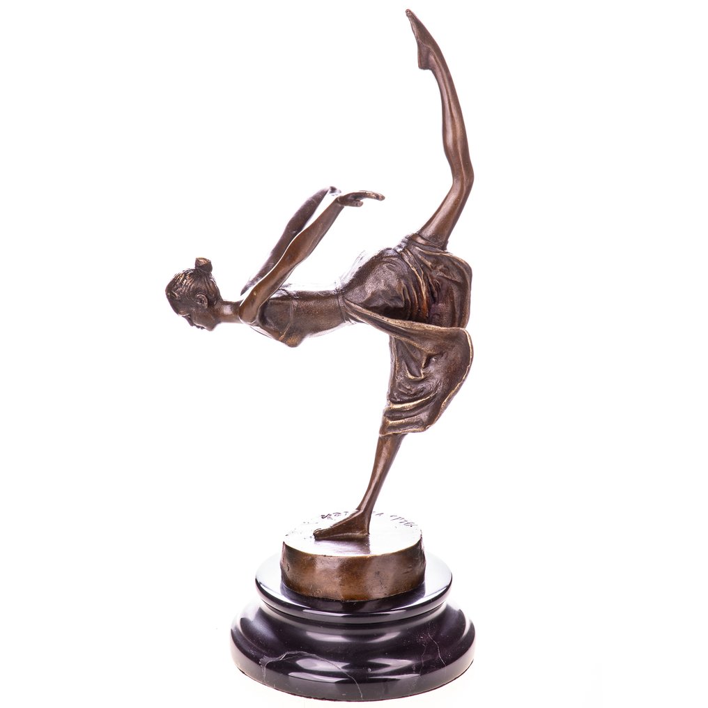Figur - Bronzefigur Tänzerin 33 CM - Bronze, Marmor #1.0