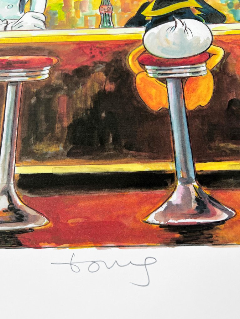 Tony Fernandez - Donald & Goofy ispirati a 'Nighthawks' di Hopper (1942) - Artist Proof (AP) – Hand-Signed #4.3