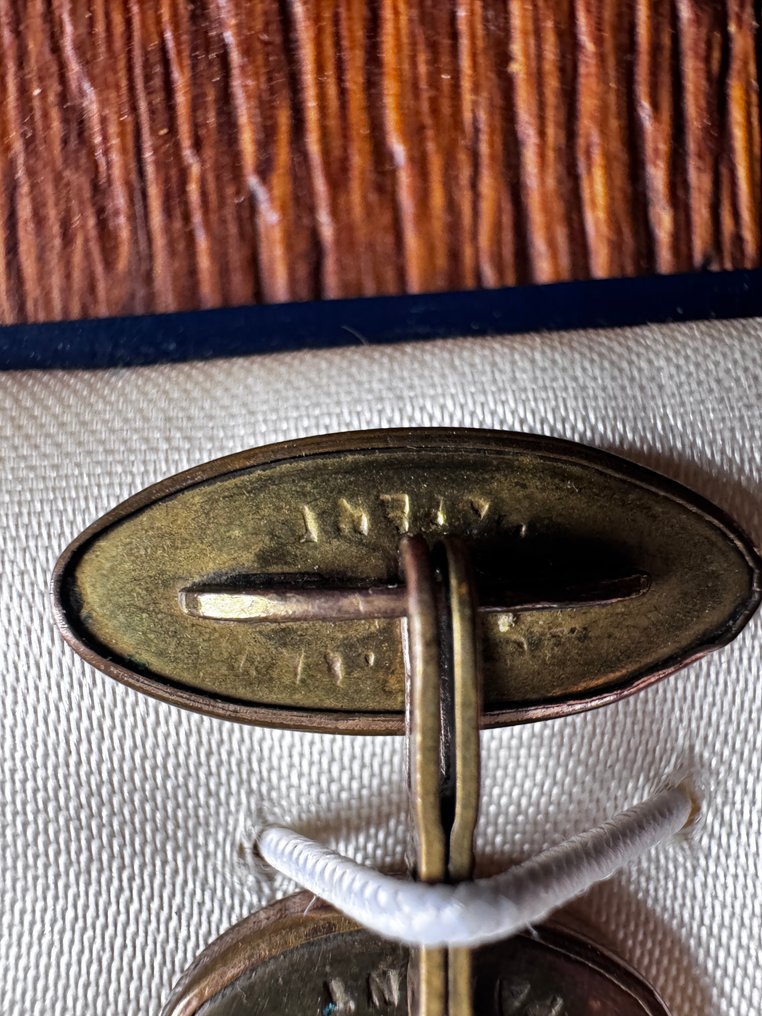 Handmade 1870c äkta mother of pearl mässings Masonic manschettknappar/i originalförpackning - Manschettknappar #3.2