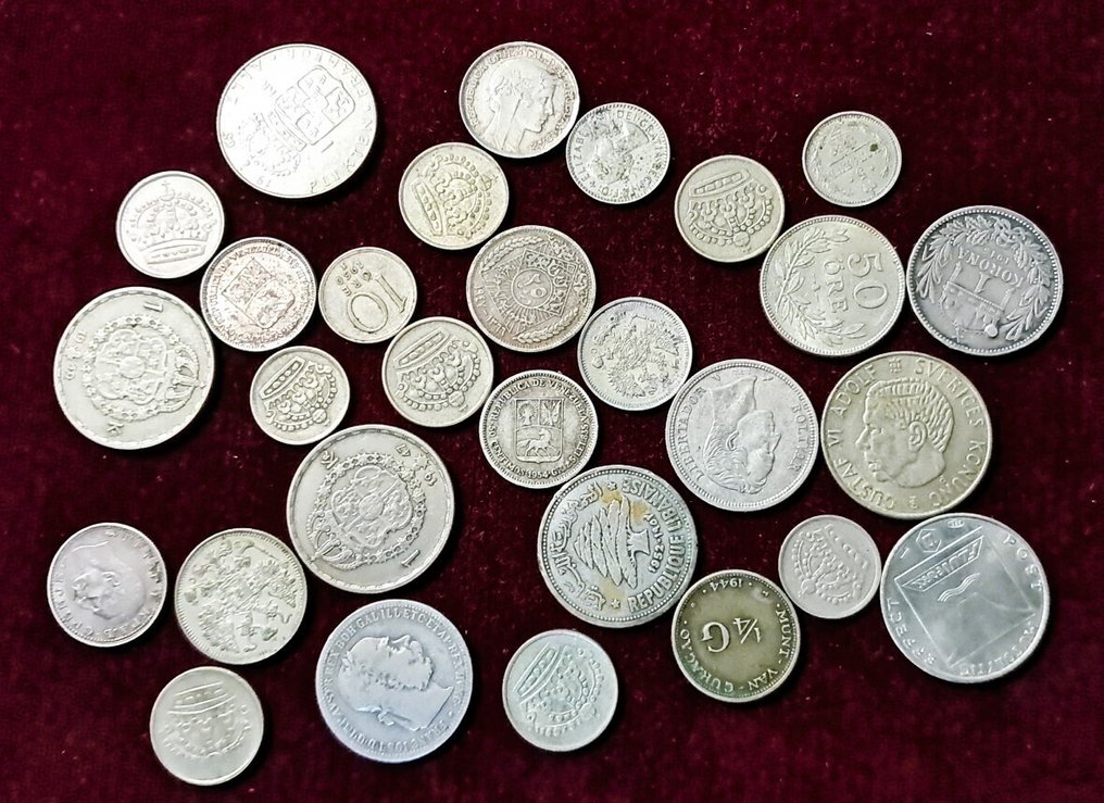 Maailma. Lotto di 29 monete in argento (Ei pohjahintaa) #1.0