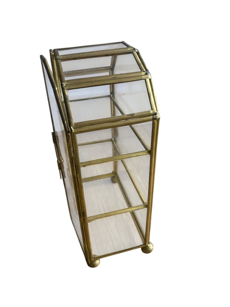 Vitriini - Harvinainen näyttelykaappi - Lasi, Messinki - näyttökaappi #4.3