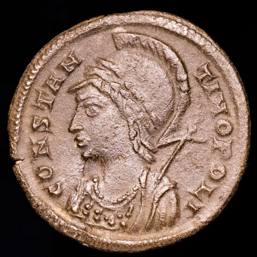 Roman Empire. Constantine I (AD 306-337). Follis Nicomedia mint. 307-337 A.D. Victory, holding sceptre, resting hand upon shield and with head left.  (No reserve price) #1.0