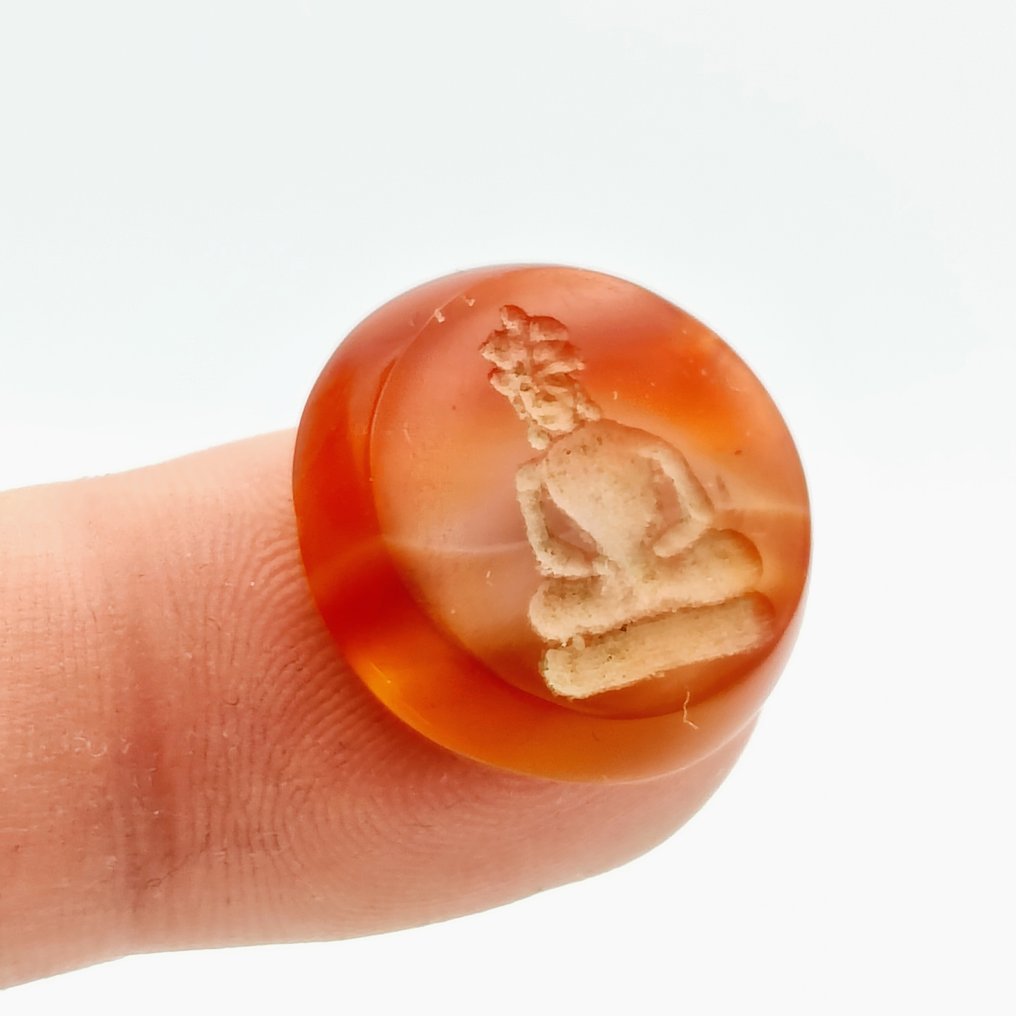 古高棉，乌东时期 Agate 坐佛珠护身符宝石 - 20 mm #1.0