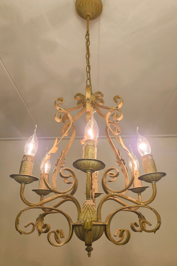 Lysekrone - Tung florentinsk pendellampe - Støpejern #3.2