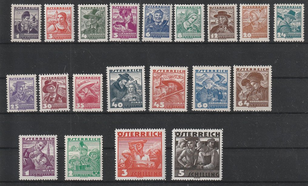 奧地利 1918/1937 - 比赛后在6张大插卡上 #1.0