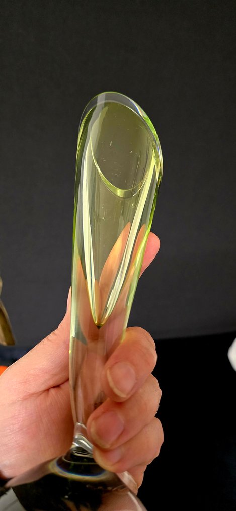 Val Saint Lambert - René Delvenne - 花瓶 - Béatrice - 水晶 - Corne d'abondance signé #4.3