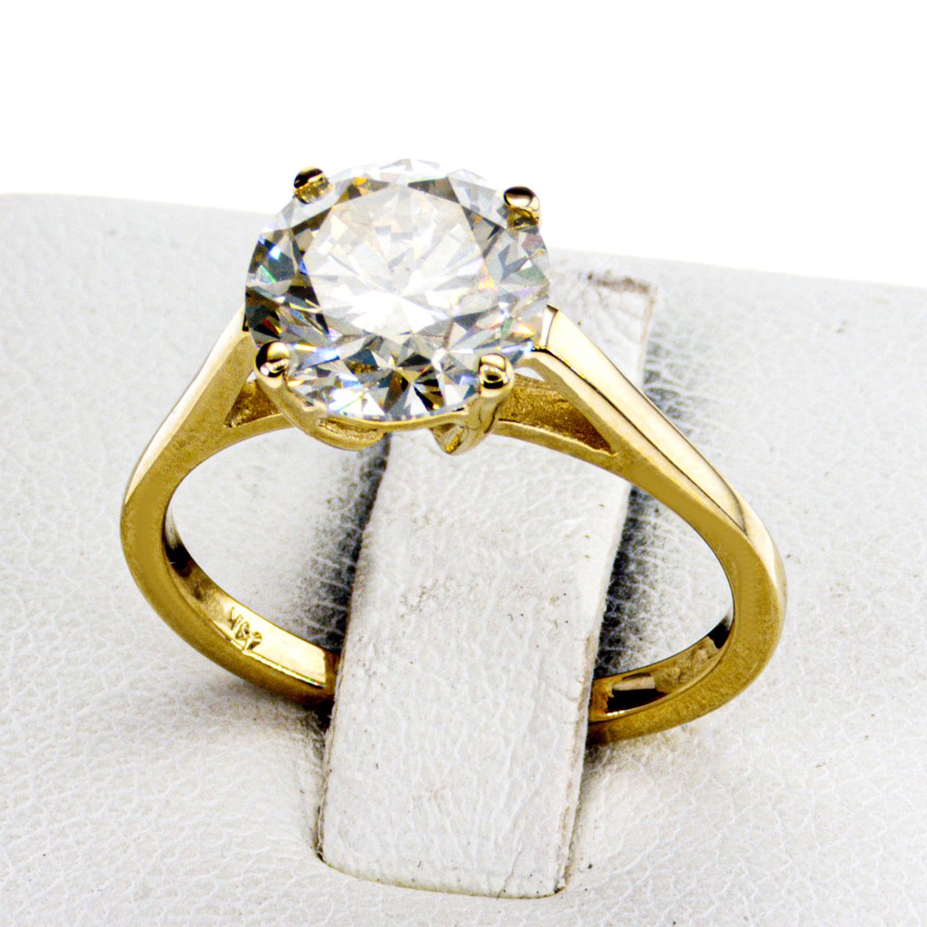 χωρίς τιμή ασφαλείας - Δαχτυλίδι αρραβώνων - 14 καράτια Κίτρινο χρυσό -  2.02ct. tw. Διαμάντι (Φυσικού χρώματος) #1.0
