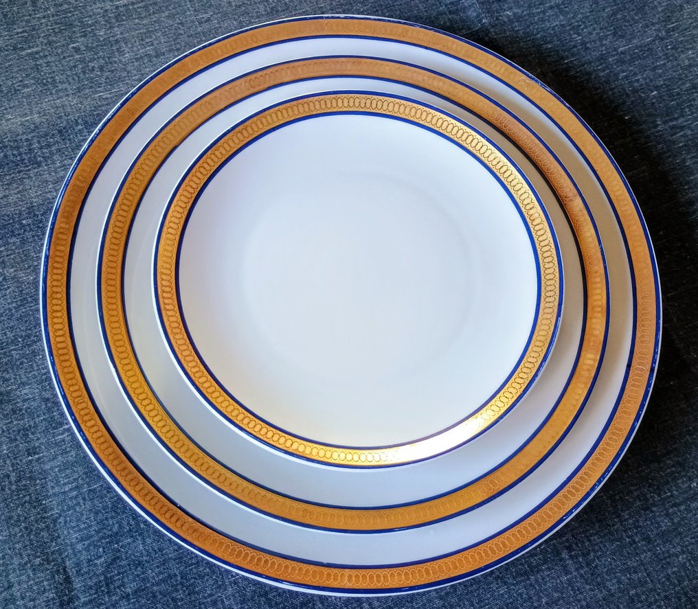 Winterling Marktleuthen - Service de dîner (23) - Greca oro e blu cobalto - Céramique, Or - Greca or et bleu cobalt #1.0