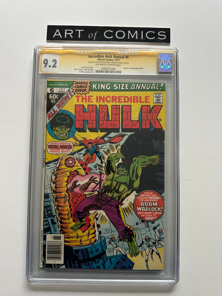The Incredible Hulk Annual #6 - Signed by Stan Lee - CGC Signature Series 9.2 - Dostor Strange appearance - 1 Signed graded comic - Prima ediție - 1977 #1.0