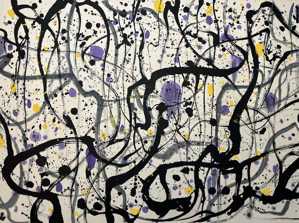 INK AND COLOR ON PAPER PAINTING"Wisteria"《紫藤》 - Attributed to - Chine #2.1