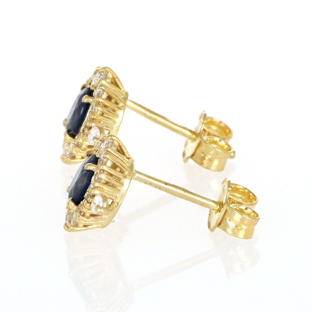 Sans prix de réserve - Boucles d'oreilles - 18 carats Or jaune Saphir - Diamant #3.2