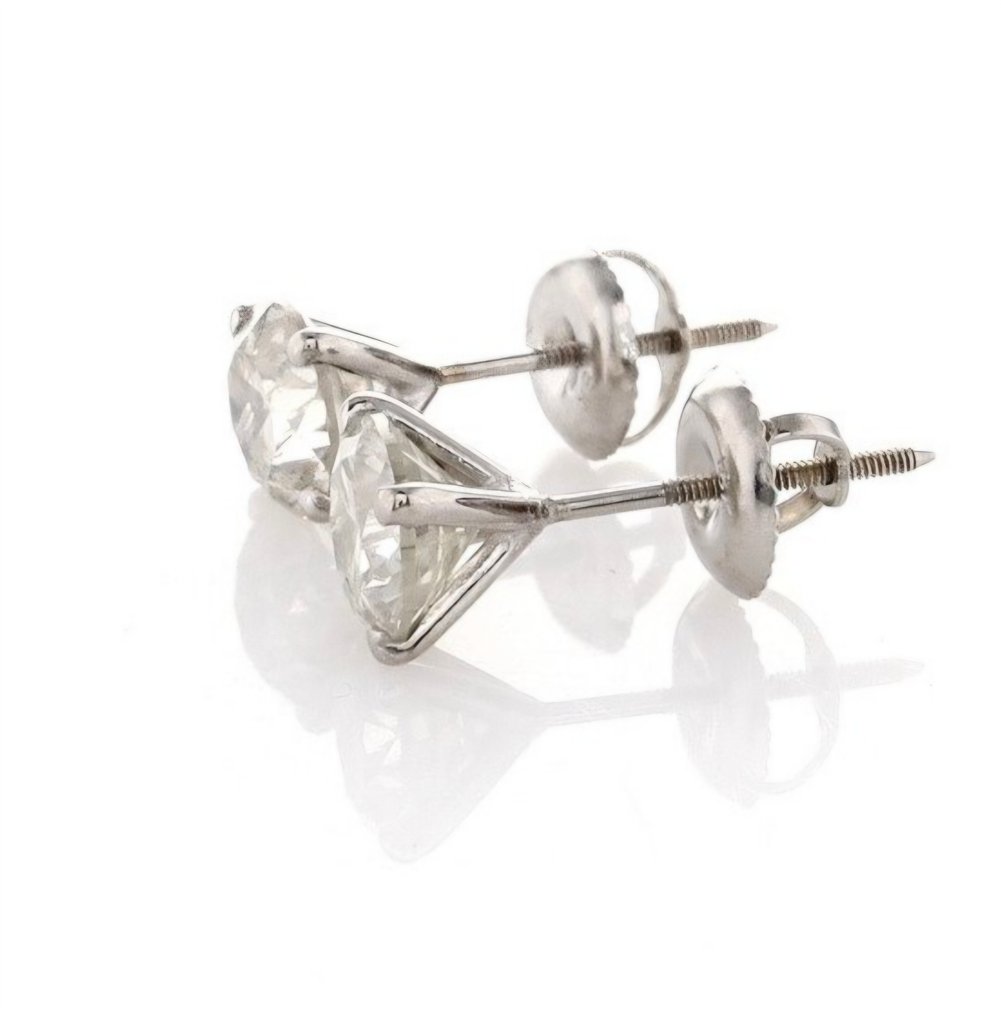 Καρφωτά σκουλαρίκια - 18 καράτια Λευκός χρυσός -  2.11ct. tw. Διαμάντι (Φυσικό) #1.0