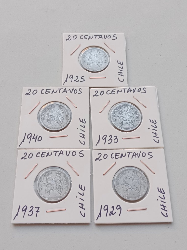 Chili. Colección de 50 monedas diferentes 1921-1977 (Zonder minimumprijs) #3.2