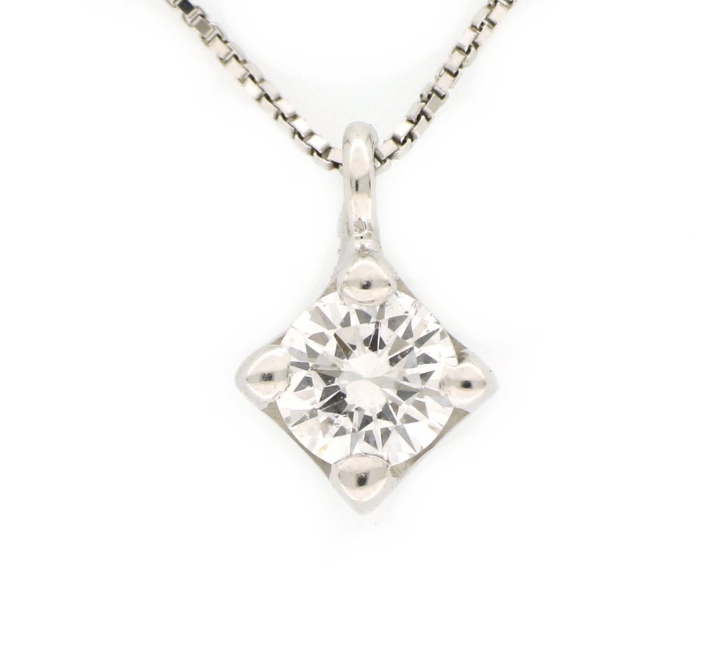 Sem preço de reserva - Colar com pingente - 18 K Ouro branco - 0.18ct. tw. Diamante (Natural) #1.0