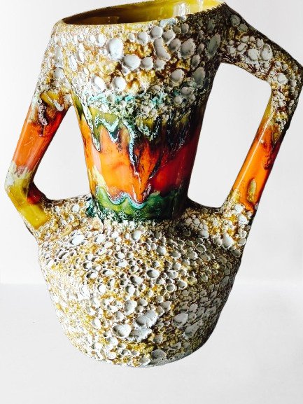 花瓶  - 陶瓷, 镶嵌 - 70年代复古大花瓶 #3.2