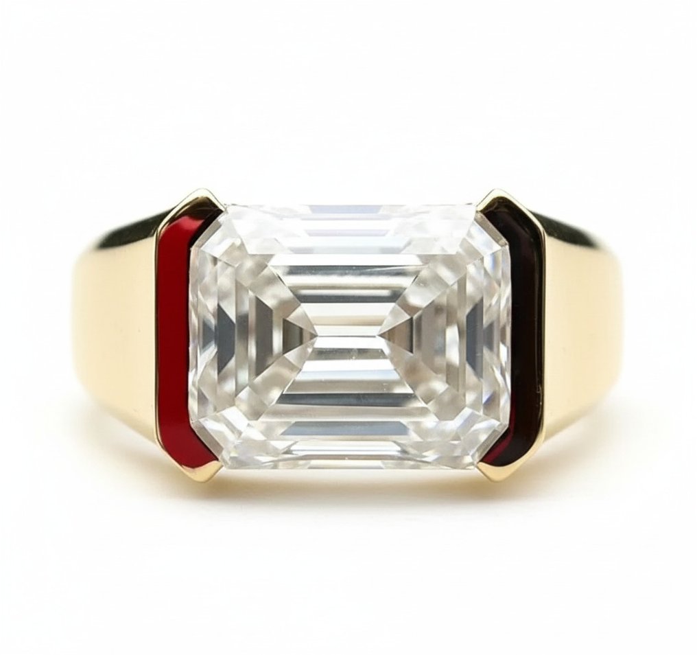 Gyűrű - 14 kt. Sárga arany - 7.00ct. tw. Gyémánt (Laboratóriumban előállított) #1.0