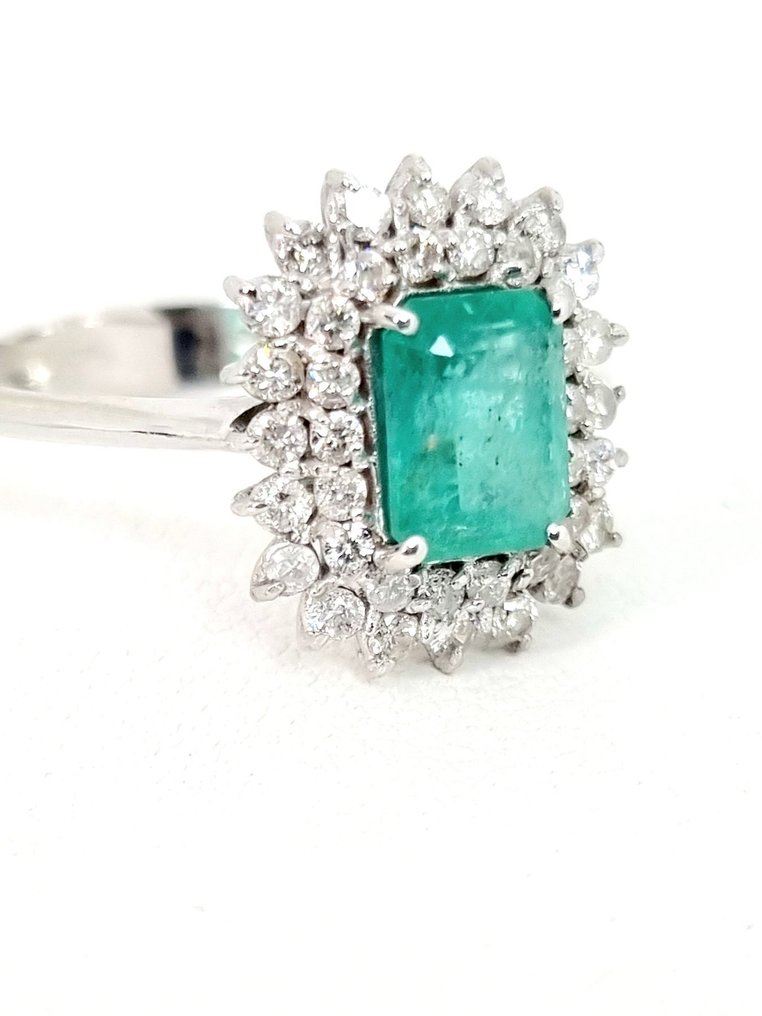 戒指 - 18K包金 白金 祖母绿 - 钻石 #2.1