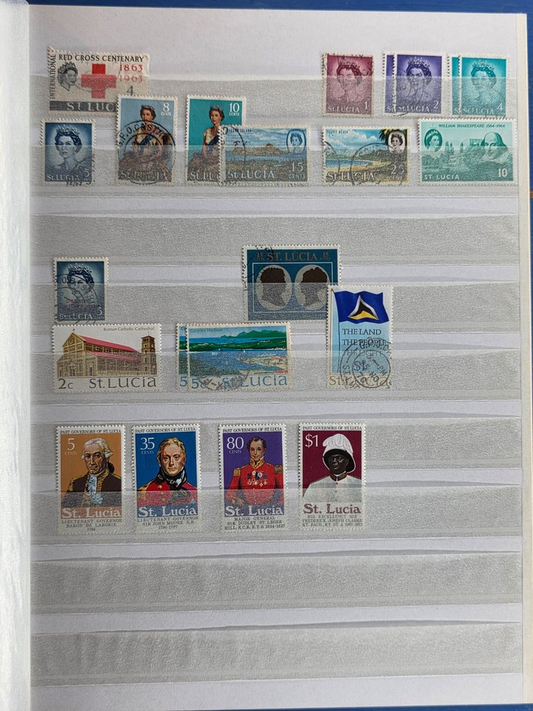 Federația Britanică 1852/1980 - Colecție/partid în 5 cărți de stoc, inclusiv Australia, Hong Kong, Antigua și Jamaica. #3.2