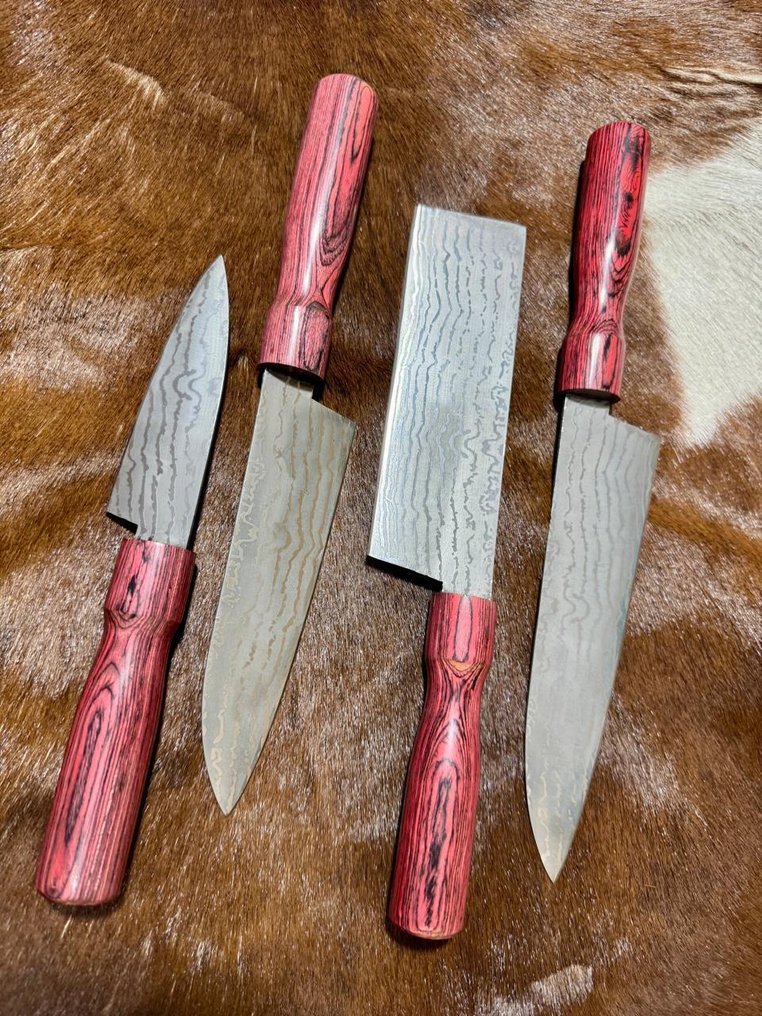 Μαχαίρι κουζίνας - Σετ κουζίνας και μπάρμπεκιου (0114) - VG 10 ατσάλι, λιγότερο ατσάλι και χειρολαβή από εξωτικά ξύλα. - Ιαπωνία - Σετ κουζίνας και μπάρμπεκιου #4.3