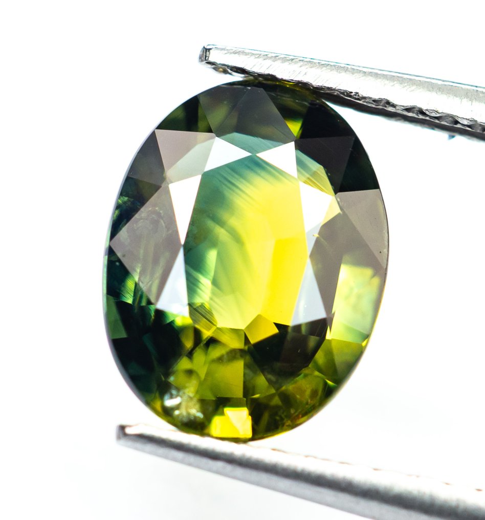 沒有保留價 藍寶石  - 2.46 ct - Bellerophon Gemlab - 偏黄的绿色 #1.0