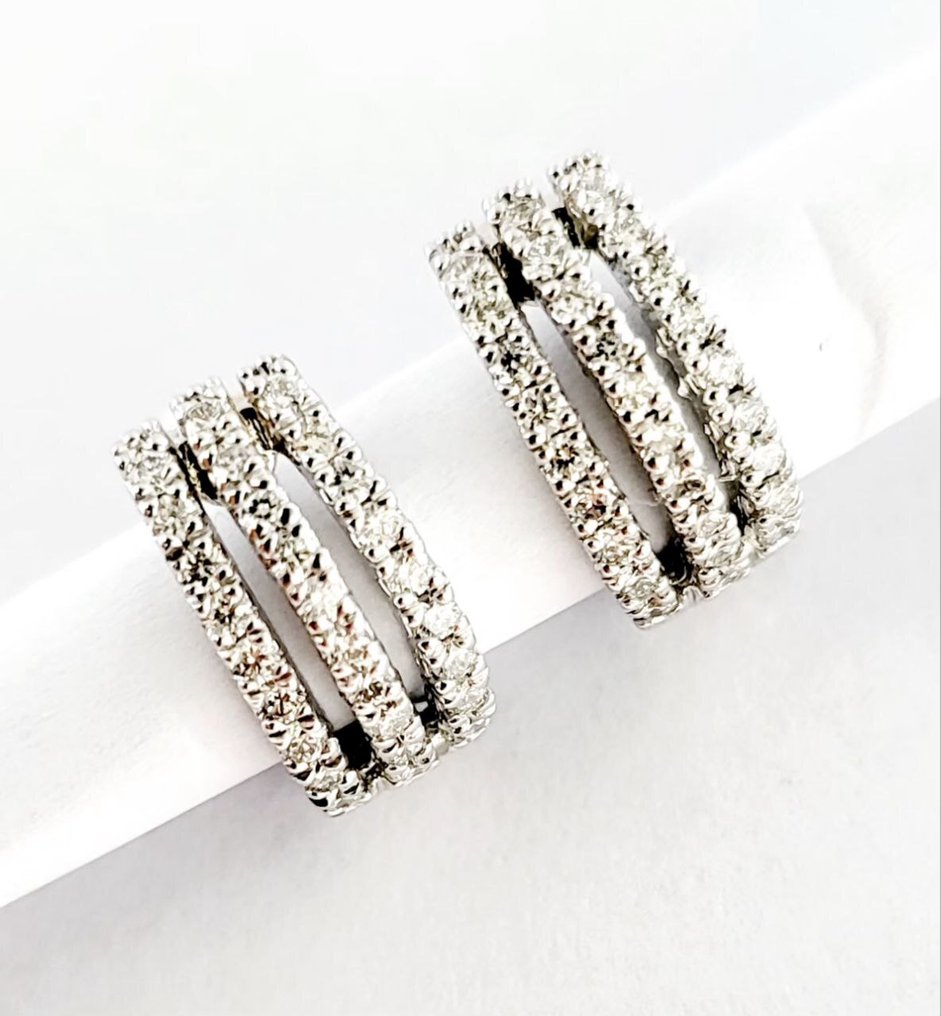 Σκουλαρίκια - 18 καράτια Λευκός χρυσός - 1.00ct. tw. Διαμάντι (Φυσικό) - Κατασκευασμένο στην Ιταλία #1.0