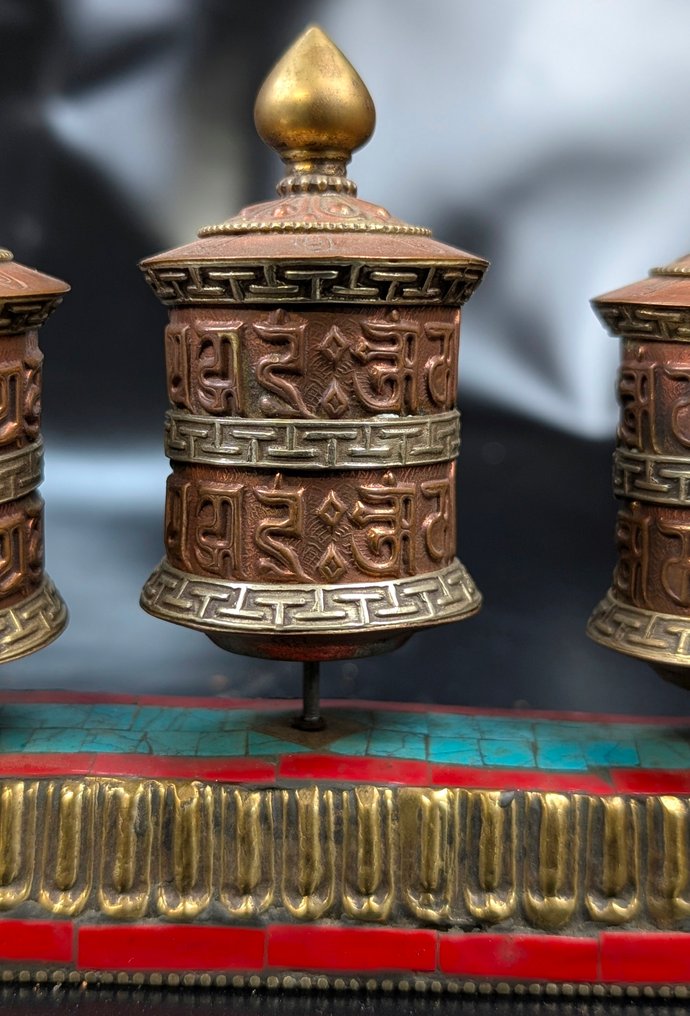 古董 转经轮 - 铜 / 半宝石 / 青铜 - 1970-1980 - 手工制作  #2.1