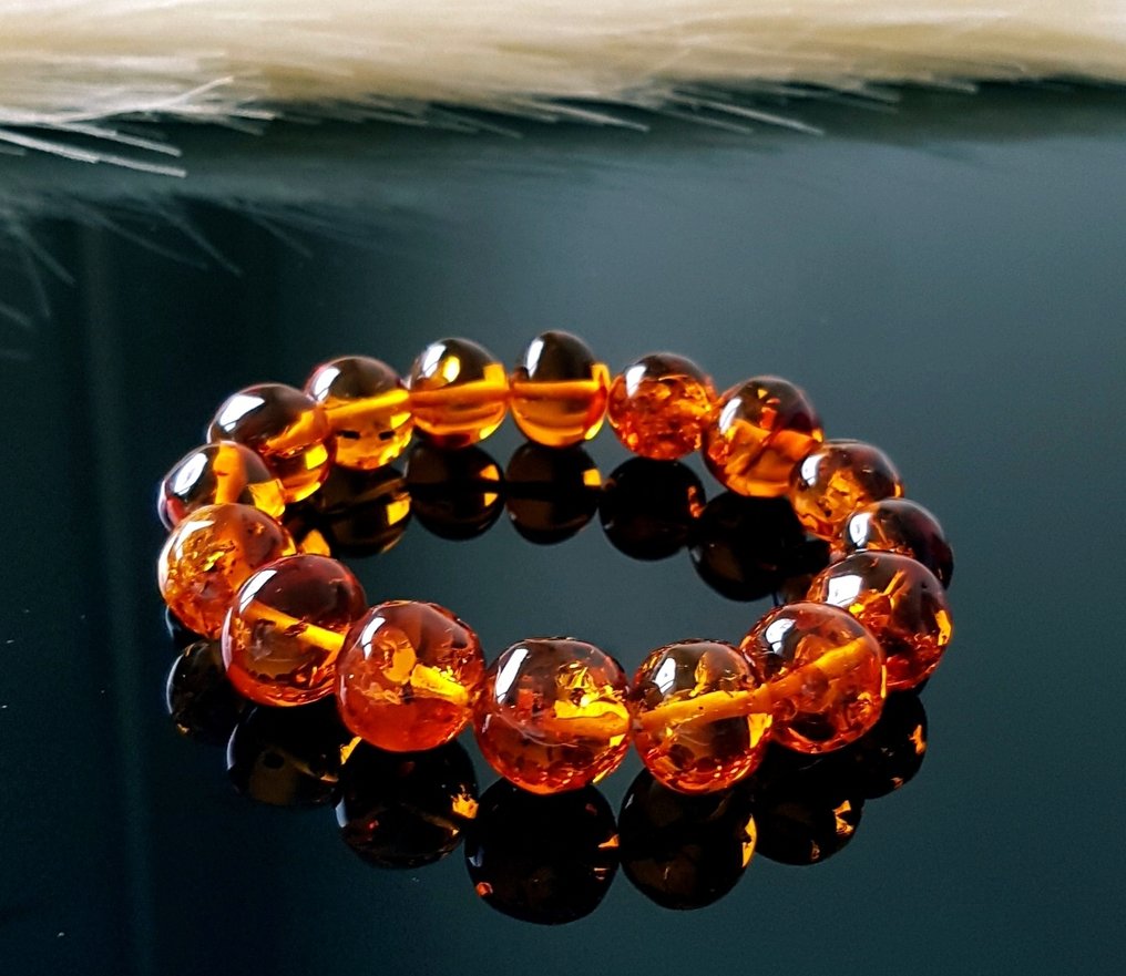 Κεχριμπάρι Βραχιόλι με Βαλτική ρητίνη - Στρογγυλοί μπαρόκ κόκκοι ρητίνης- 25 g #3.2