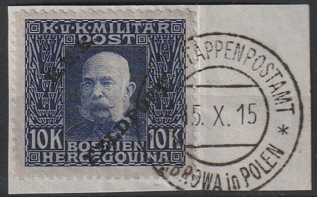 奧匈帝國-波士尼亞與赫塞哥維納 1915 - 奥地利-匈牙利战地邮政；第一批加印系列 - Michel 1-21 #1.0
