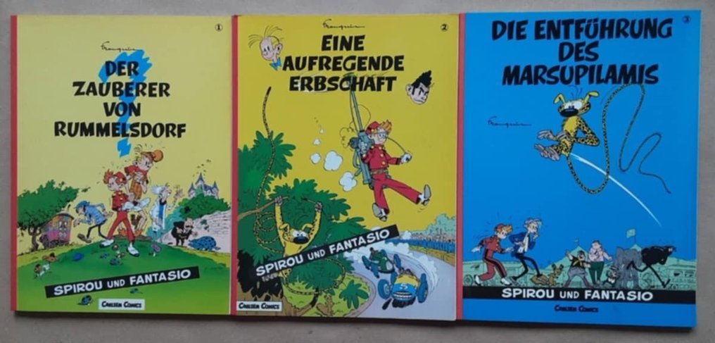 Spirou und Fantasio Bände 1, 2, 3, 4, 5, 6, 12, 13, 15, 16, 39, 42 und 43 - "Der Zauberer von Rummelsdorf", "Eine aufregende Erbschaft", "Die Entführung des Marsupilamis", - 1 Comic collection - 1981 #3.2