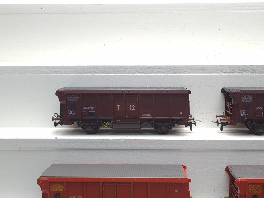 Klein Modellbahn H0 - 3281/3283/328K - Vagón de tren de mercancías a escala (6) - 6x Roldak wagens tipo Tms - SNCF, NMBS #3.2