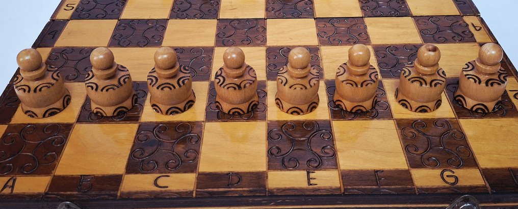 Σετ σκακιού - Tablero de ajedrez de madera de haya tallada y terciopelo. - Ξύλο #2.1