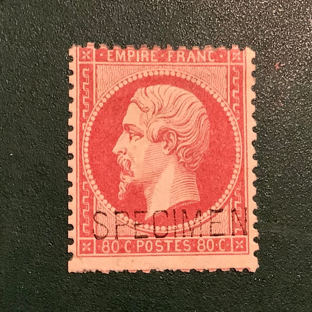 法国 1862 - 80美分拿破仑Dentelez带印花标本 - Yvert 24d #1.0