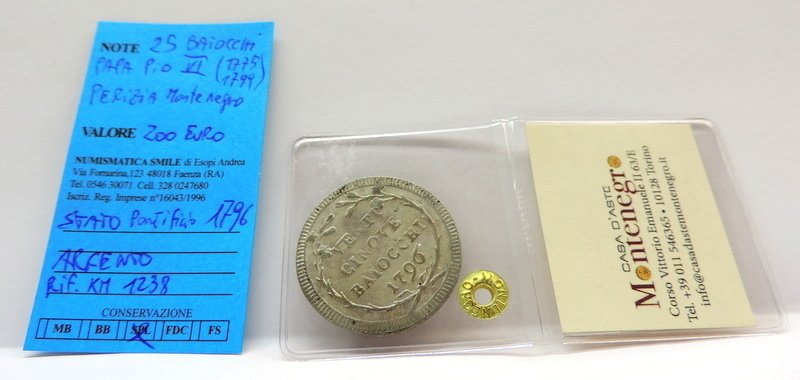 Olaszország - Pápai államok Papa Pio VI. 25 Baiocchi 1796 (Nincs minimálár) #2.1