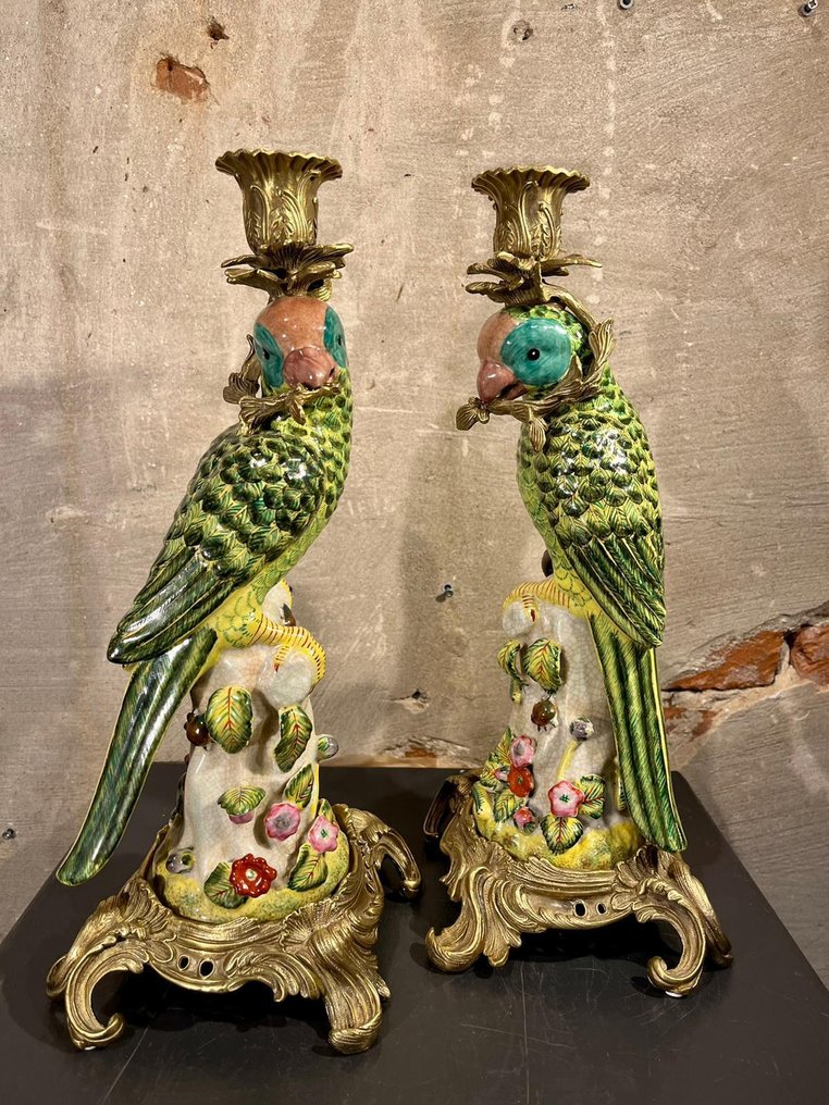 Candeliere (2) - Porcellana, Bronzo #1.0