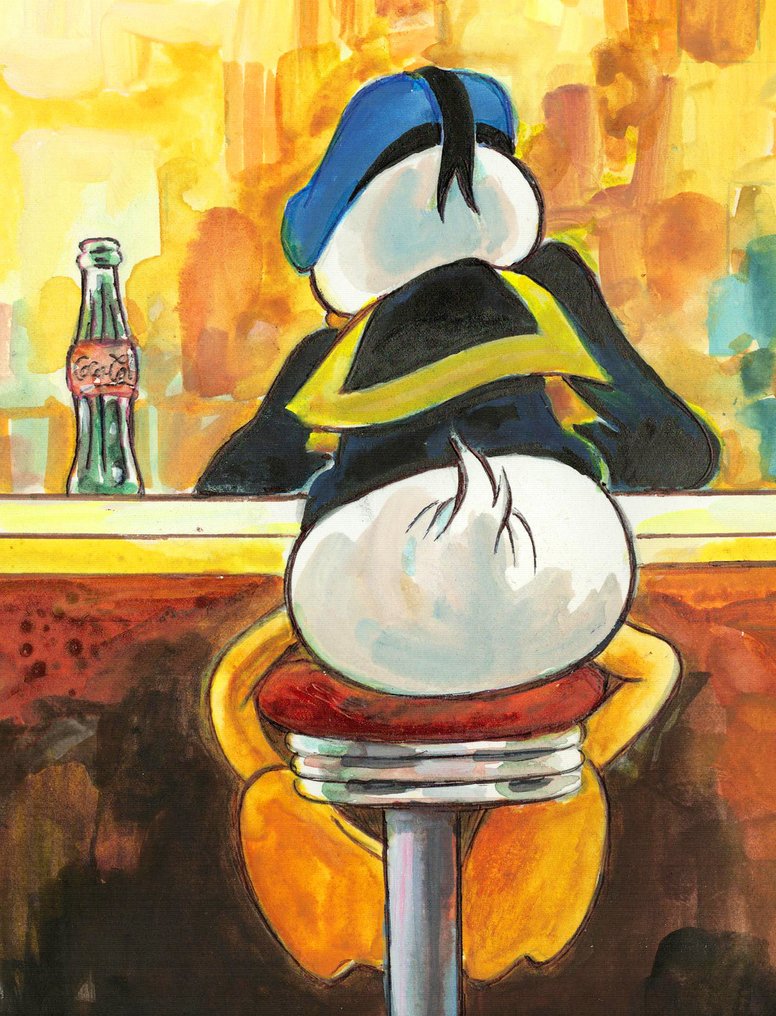 Tony Fernandez - Donald & Goofy ispirati a 'Nighthawks' di Hopper (1942) - Artist Proof (AP) – Hand-Signed #3.2