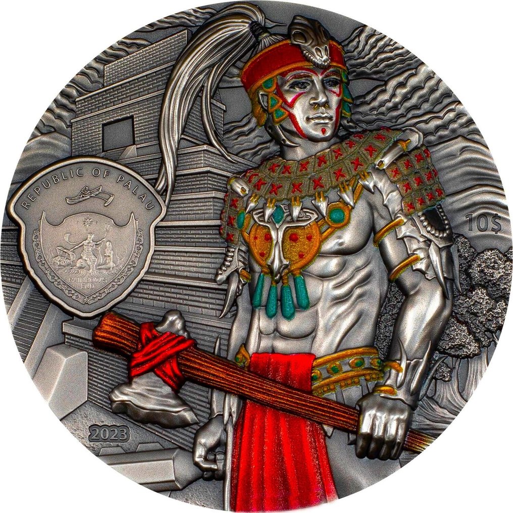 Palau. 10 Silver Dollars 2023 "Mayans - Lost Civilizations", with Box - very rare #1.0