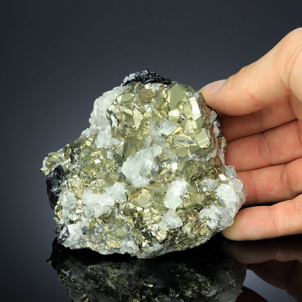 TETRAEDRITA EXCEPCIONAL com ESPALERITA, PIRITA, QUARTZO e CALCITA da Mina Trepča Stari Trg Espécime/Exemplar - Altura: 9 cm - Largura: 11 cm- 1280 g #1.0