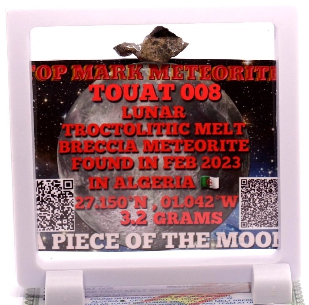 Touat 008 - μετεωρίτης Σεληνιακή Τροκτολιθική τήξη μπρέκια - Ανέπαυτα σπάνιο! - 3.2 g - (1) #3.2