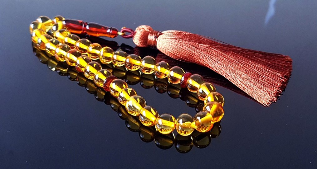 琥珀 稀有祈祷珠念珠 Tesbih Misbaha - 圆形巴洛克琥珀珠- 12 g #4.3