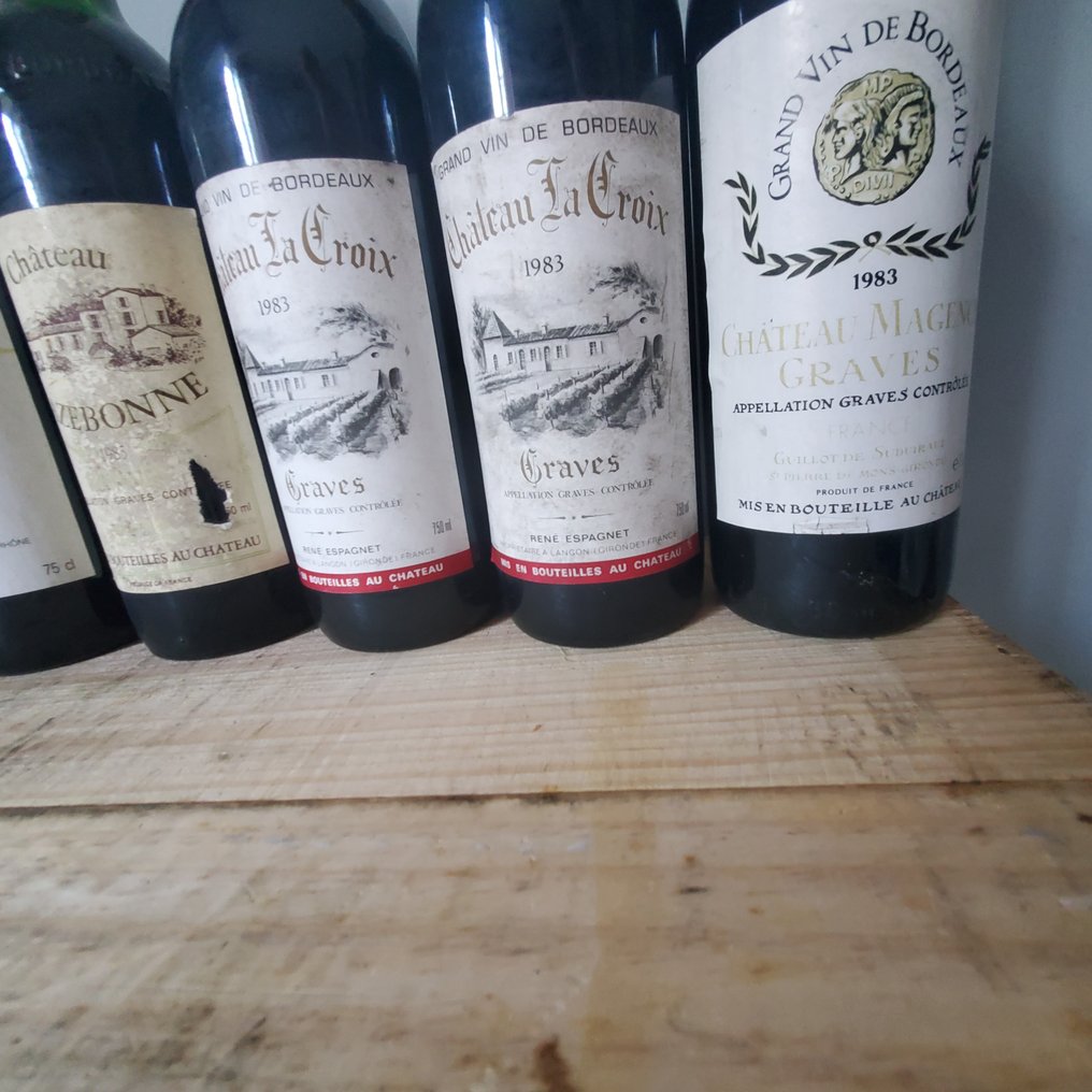 1984 x 2 Château Haut Mayne1983 x 2 Château la Croix 1985 Château Cazebonne & 1983 Château Magence - Graves - 6 Bouteilles (0,75 L) #2.1