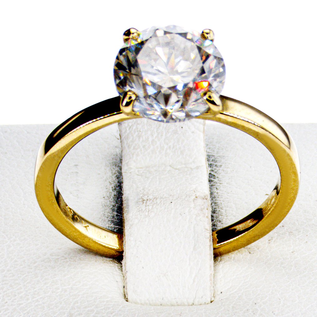 χωρίς τιμή ασφαλείας - Δαχτυλίδι αρραβώνων - 14 καράτια Κίτρινο χρυσό -  2.54ct. tw. Διαμάντι (Φυσικού χρώματος) #1.0